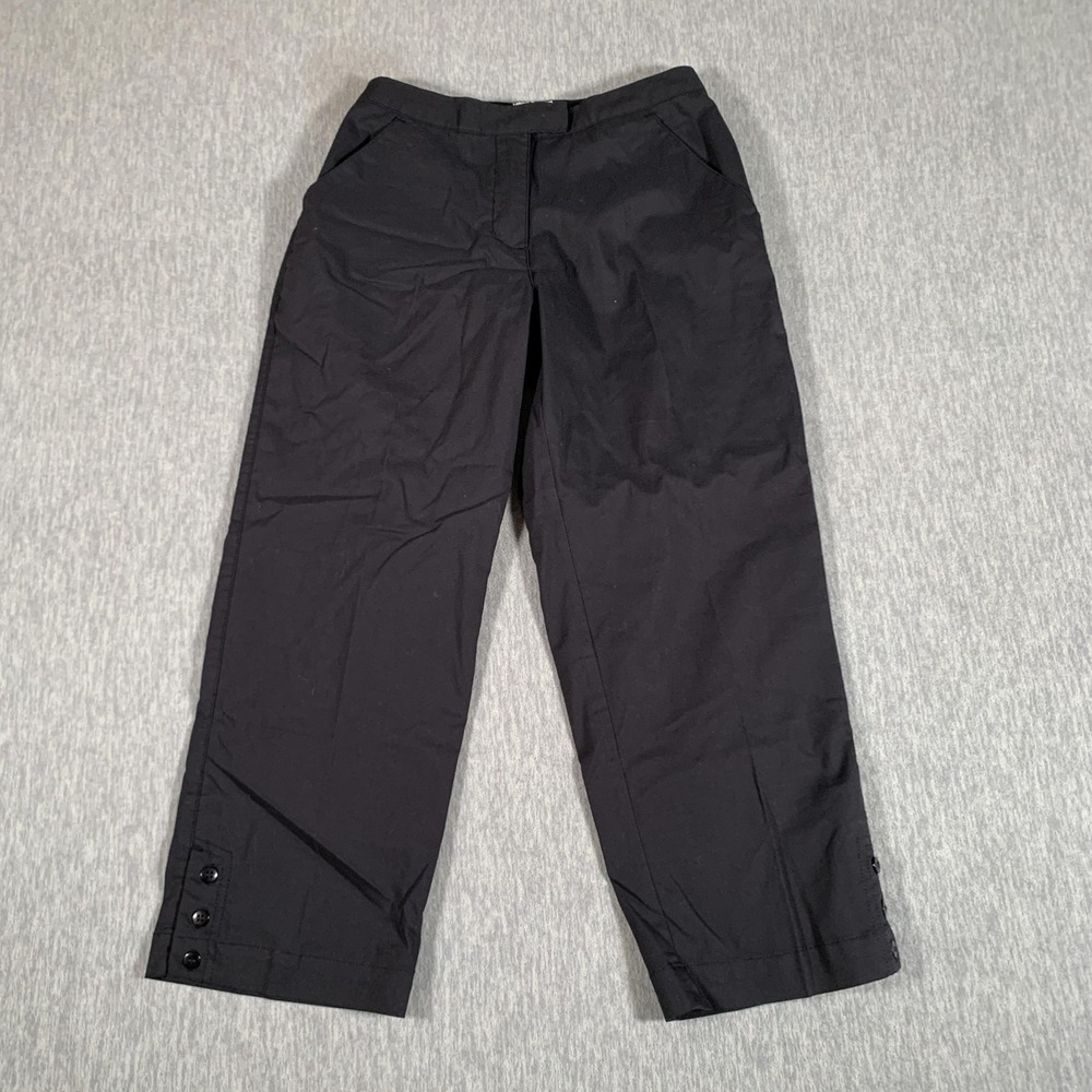 Adidas Golf Pants Womens‎ 2 Black W Stretch Crop Straight Leg Button Hem Casual